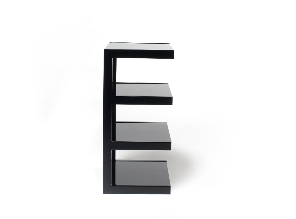 Norstone Esse Hifi, czarny stolik stereo z czarnymi półkami