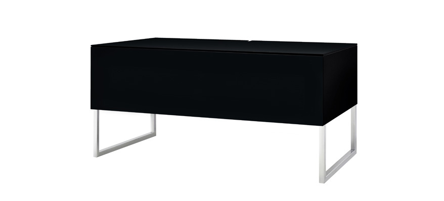 Norstone Khalm, stolik TV/media w kolorze fortepianowej czerni