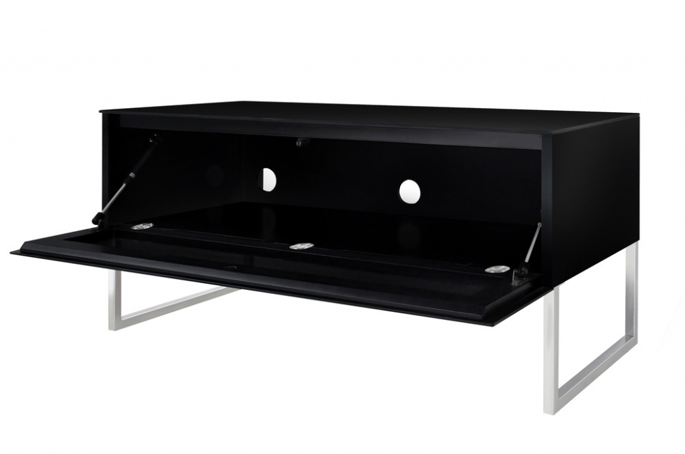 Norstone Khalm, stolik TV/media w kolorze fortepianowej czerni