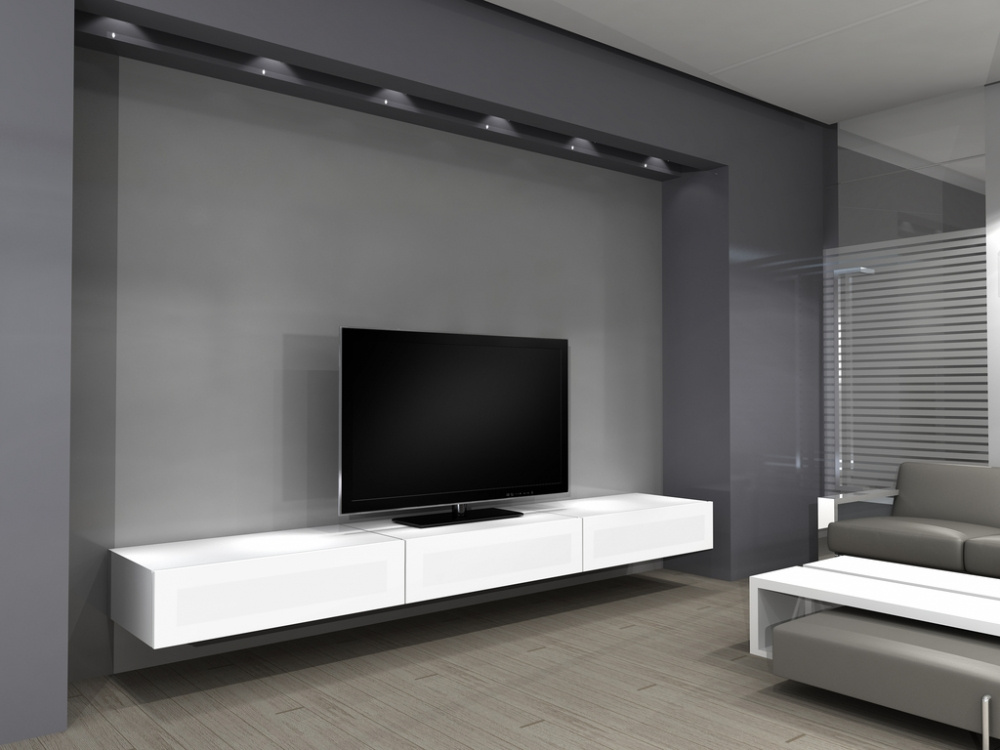 Norstone Khalm, stolik TV/media w kolorze pianowej bieli