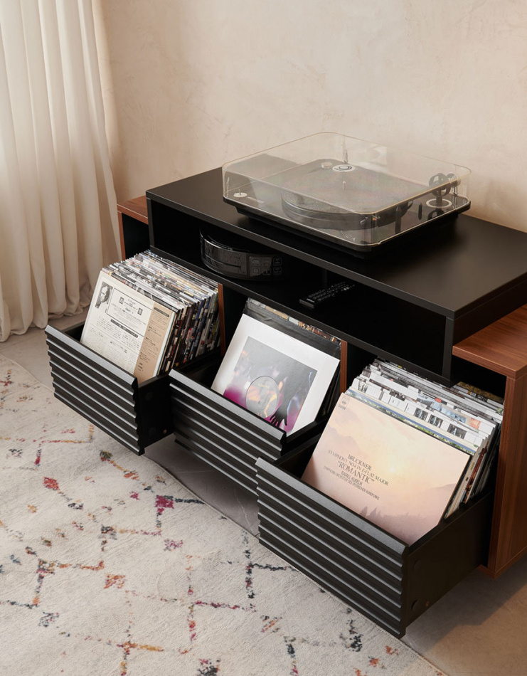 NorStone Oslo Vinyl 1200 szafka RTV czarna/orzech