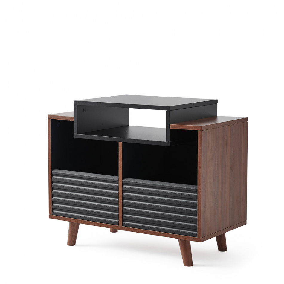 NorStone Oslo Vinyl 800 szafka RTV, czarna/orzech