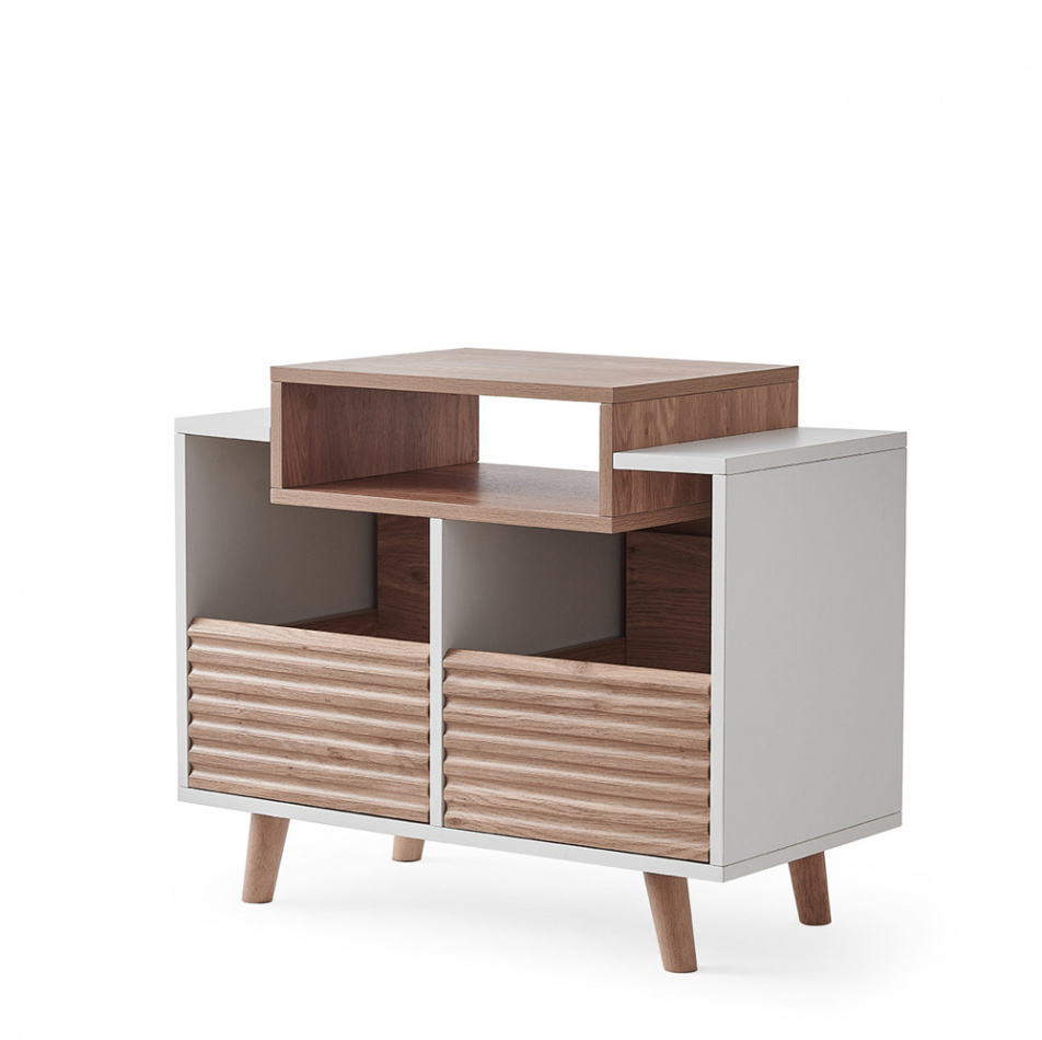 NorStone Oslo Vinyl 800 szafka RTV, biała/dąb