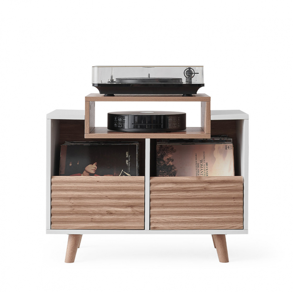 NorStone Oslo Vinyl 800 szafka RTV, biała/dąb