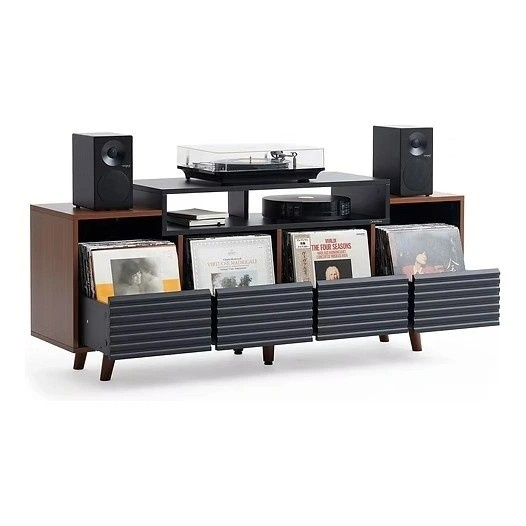 NorStone Oslo Vinyl 1600 mebel medialny czarny/orzech