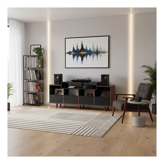 NorStone Oslo Vinyl 1600 mebel medialny czarny/orzech