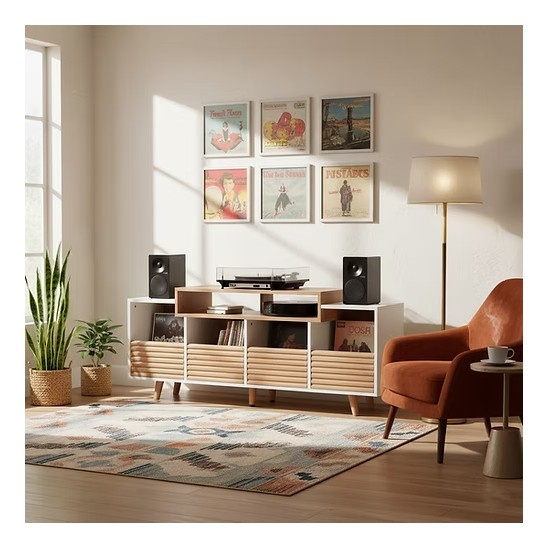 NorStone Oslo Vinyl 1600 stolik multimedialny biały/dąb