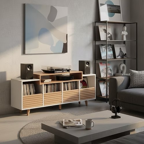 NorStone Oslo Vinyl 1600 stolik multimedialny biały/dąb