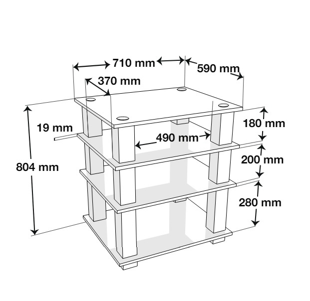 Norstone Square HiFi, rack z czterema półkami