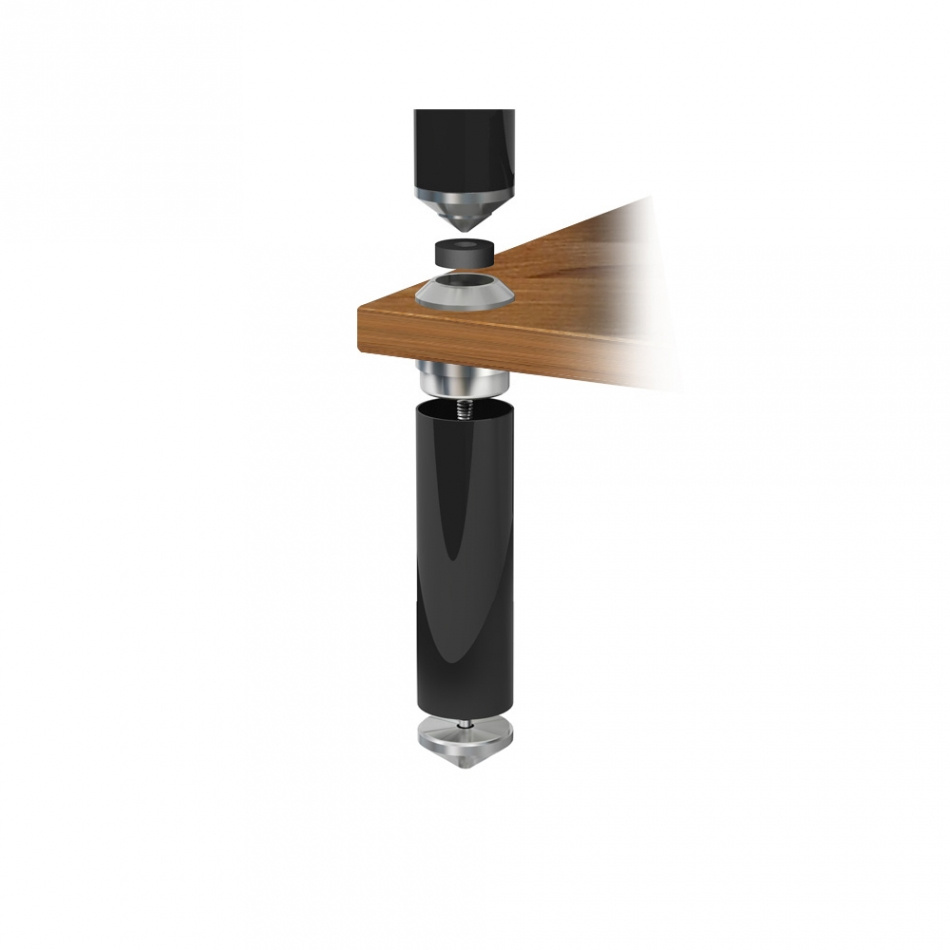 Norstone Stäbbl Hifi, czarna szafka stereo z matowoczarnymi nogami