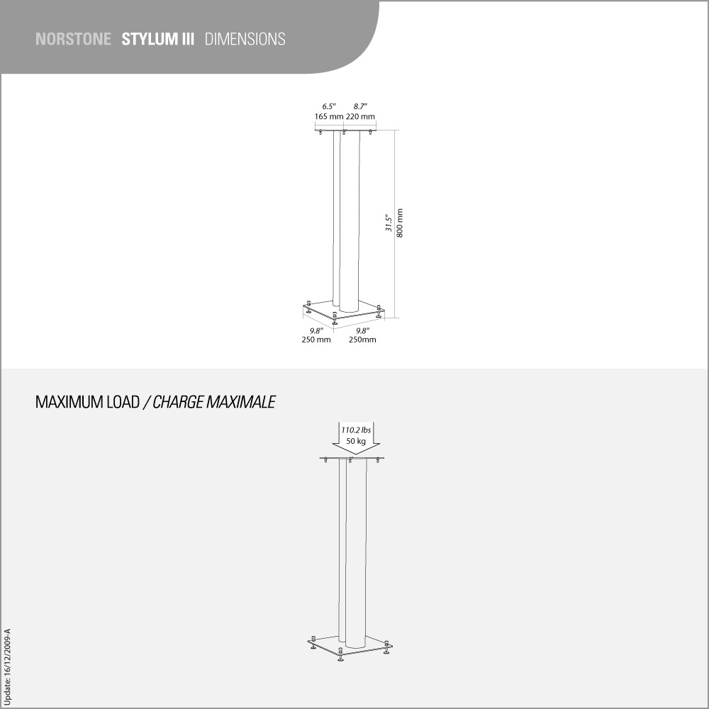 Norstone Stylum 3, stojaki głośnikowe, matowe srebro, wysokość 80 cm