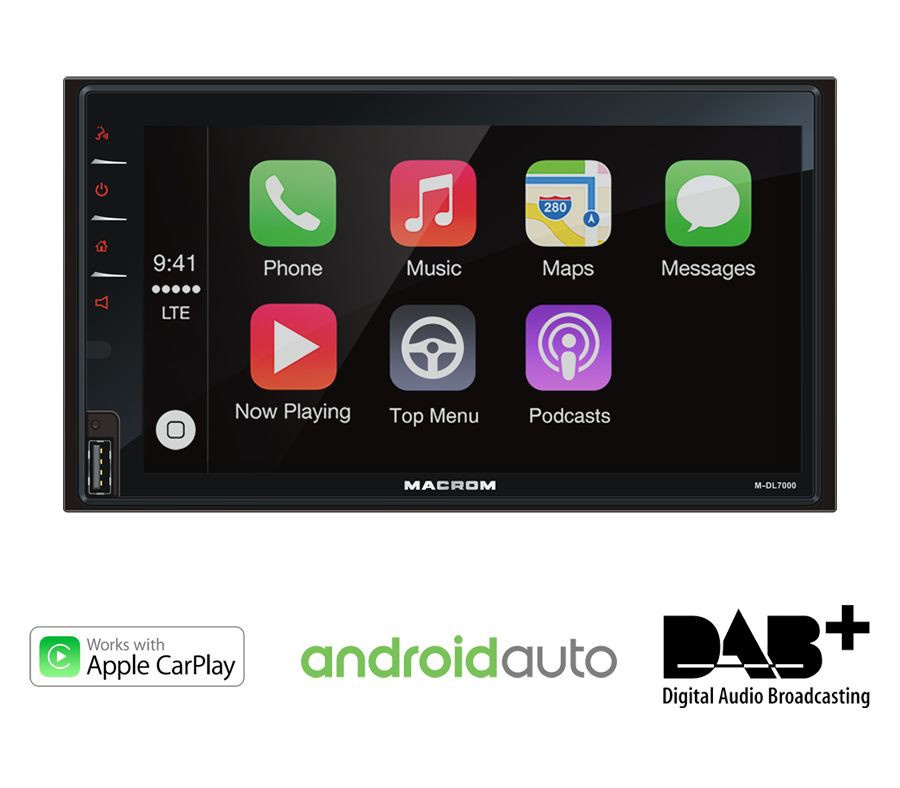 Macrom M-DL7000D25 radio samochodowe z CarPlay, Android Auto, DAB+ i Bluetooth