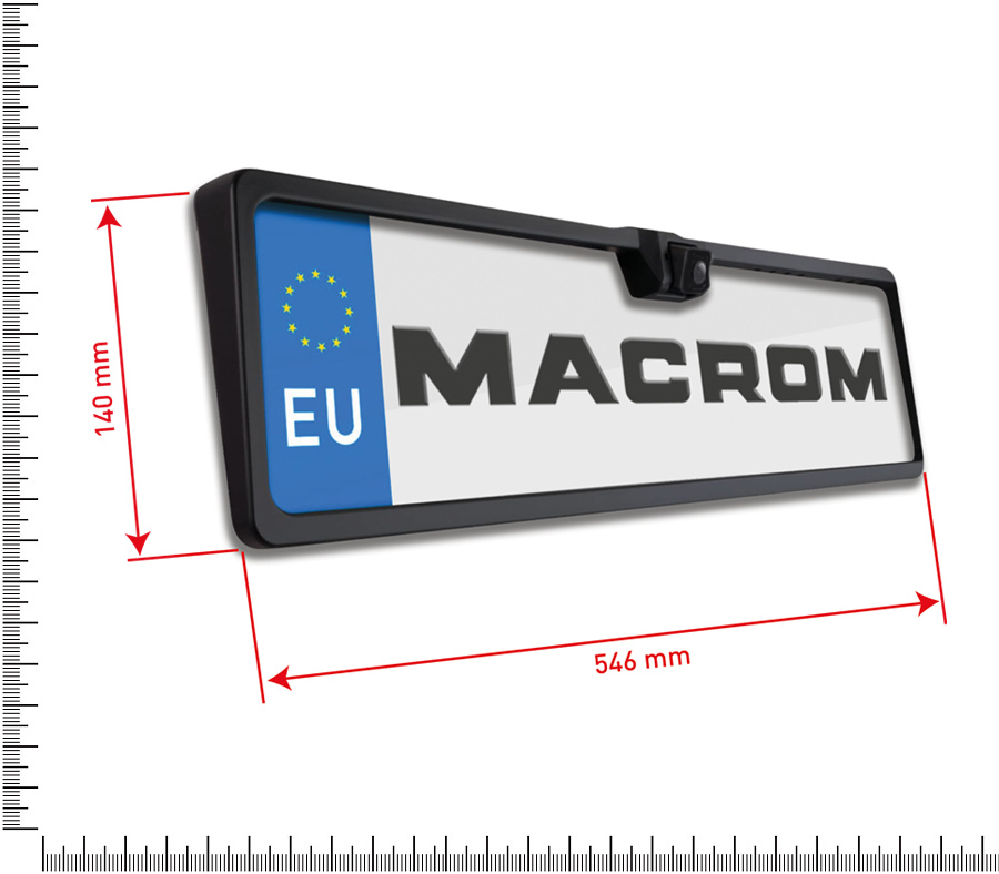 Macrom kamera cofania z uchwytem na tablicę rejestracyjną
