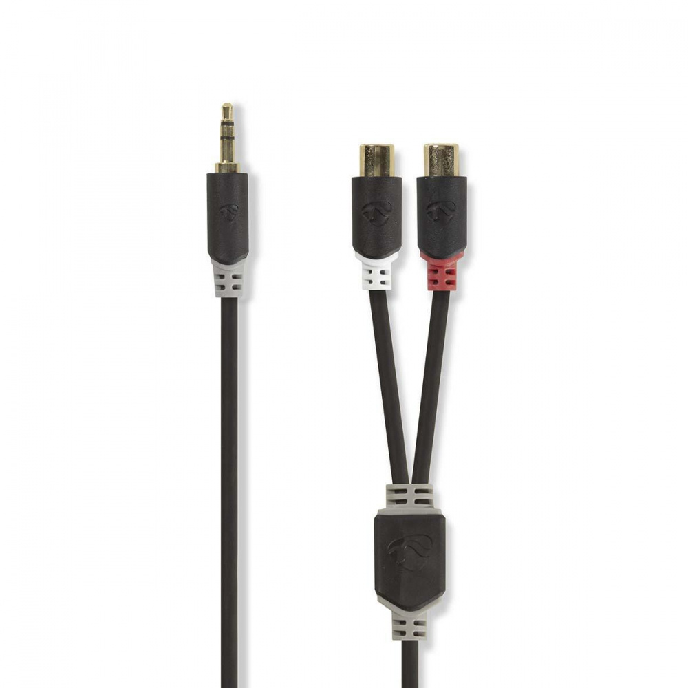 Nedis kabel stereo, 1x 3,5 mm wtyk do 2x RCA gniazdo, 0,2 m