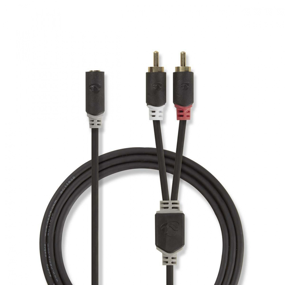 Nedis kabel stereo z 2x RCA wtyk do 1x 3,5 mm gniazdo, 0,2 m