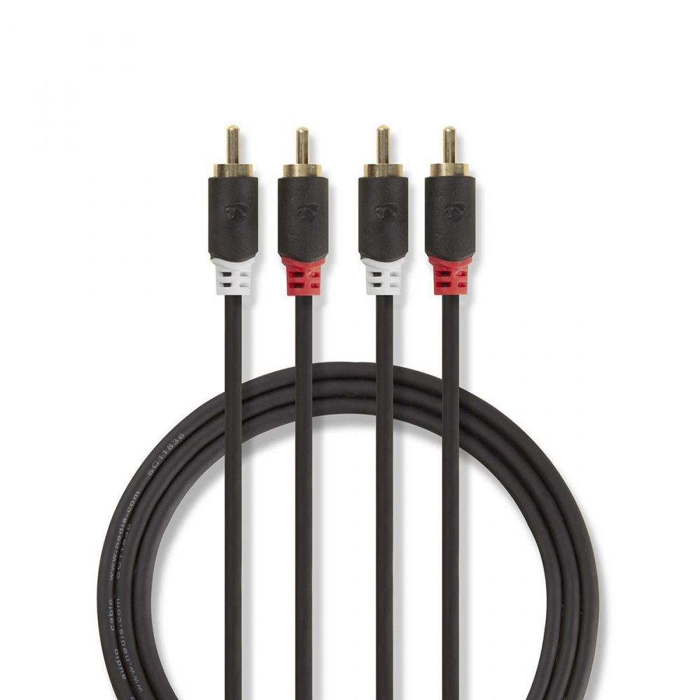 Nedis kabel stereo, 2x RCA wtyk do 2x RCA wtyk