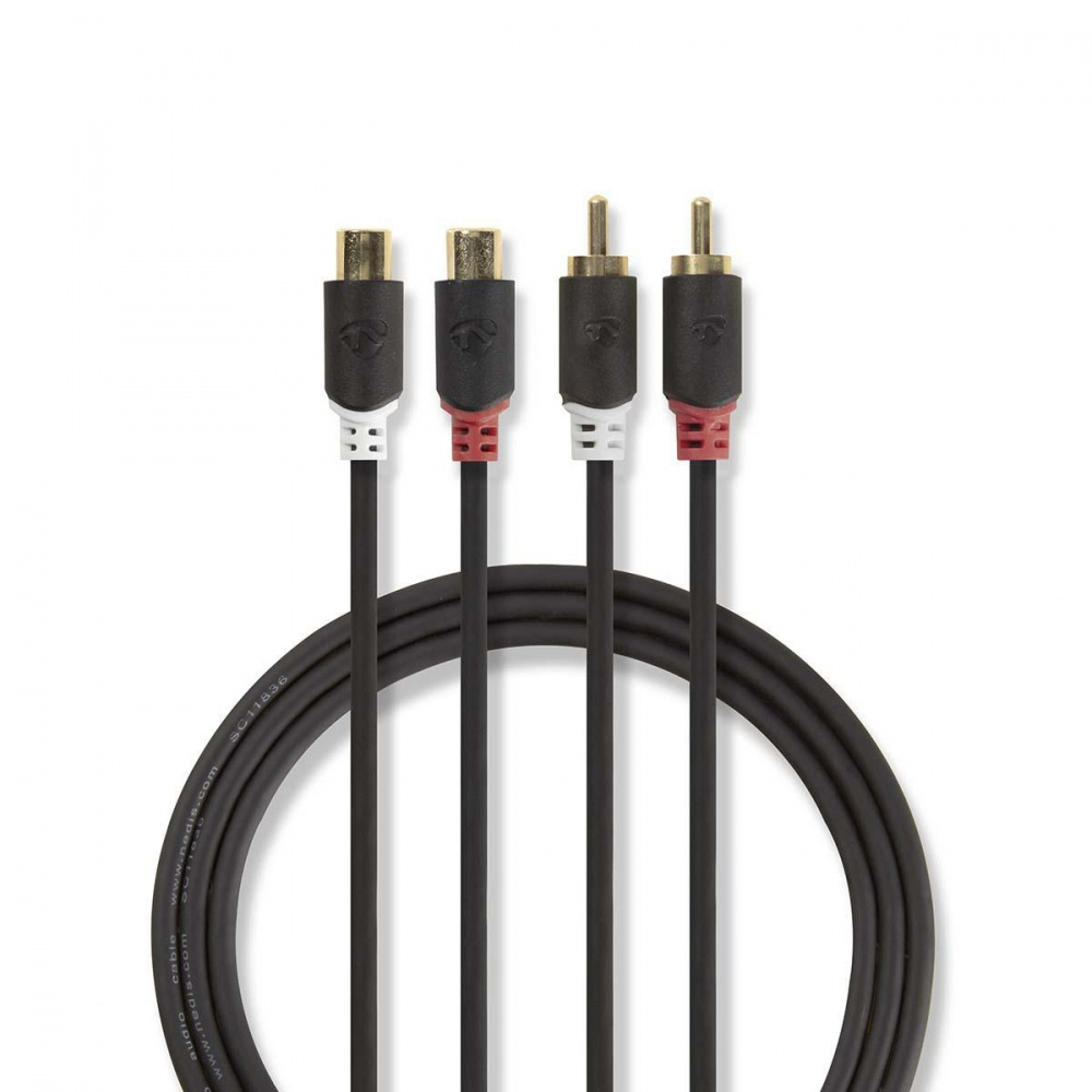 Nedis kabel przedłużający Stereo RCA - wtyk-gniazdo 2 metry