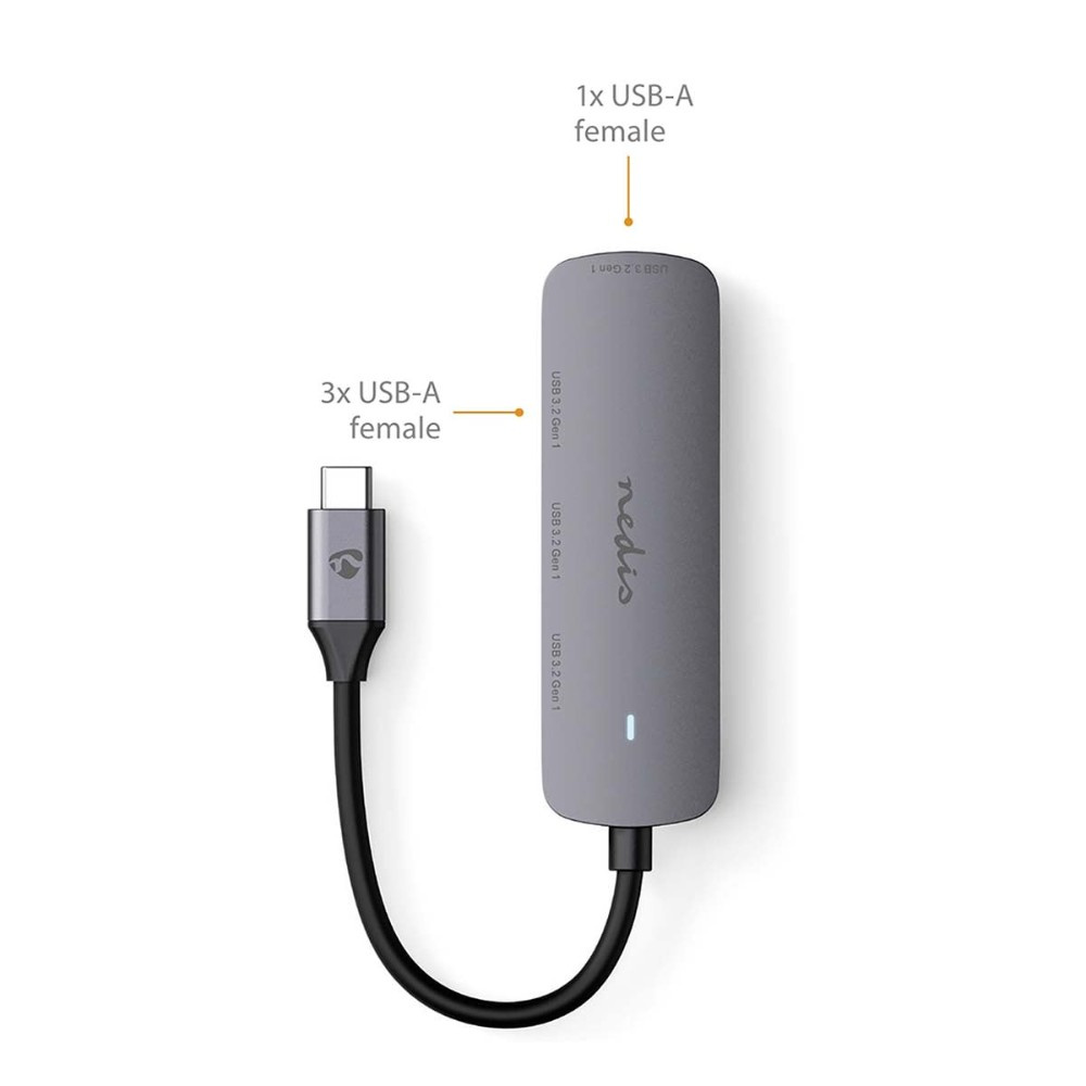Nedis hub USB-C, 4 porty USB-A, 5 Gbit/s