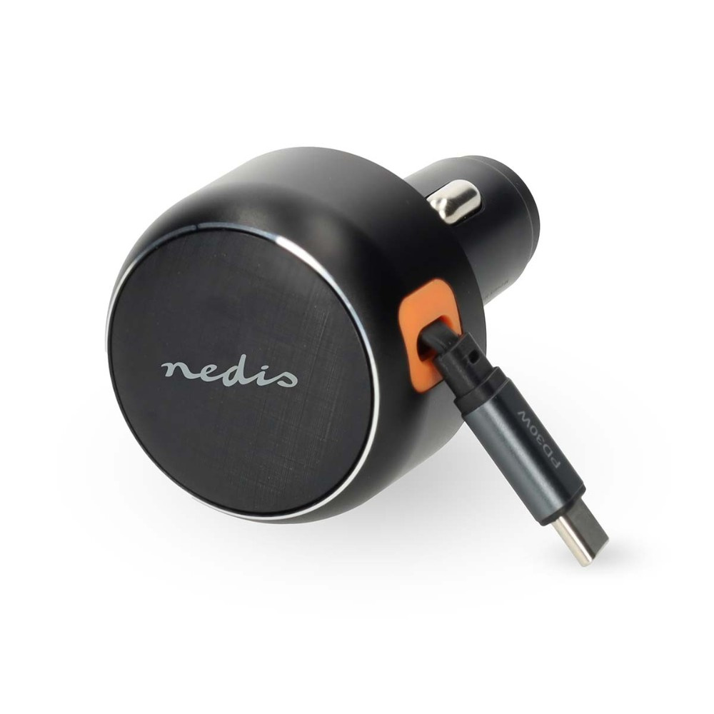 Nedis ładowarka samochodowa z wysuwanym kablem USB-C
