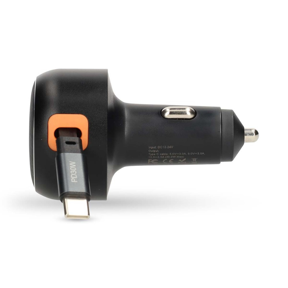 Nedis ładowarka samochodowa z wysuwanym kablem USB-C