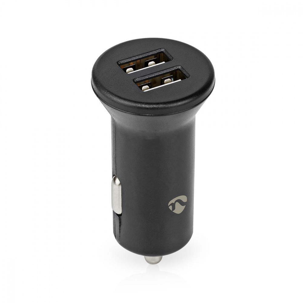 Nedis ładowarka samochodowa, 2.4A, 2x wyjścia USB-A, czarny