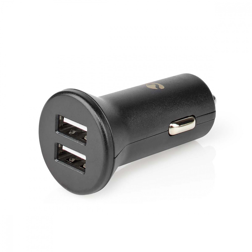 Nedis ładowarka samochodowa, 2.4A, 2x wyjścia USB-A, czarny