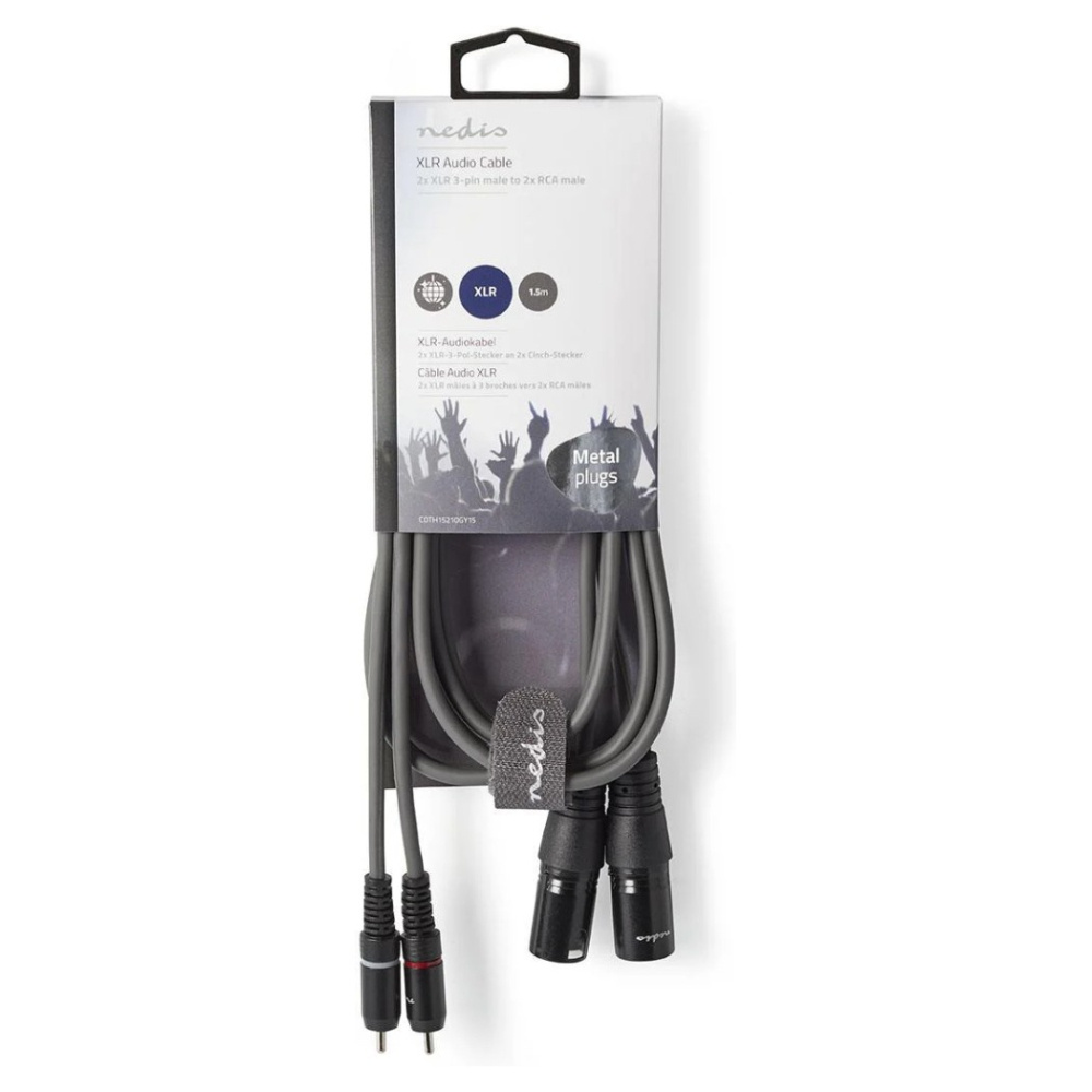 Kabel XLR Nedis, XLR męski - RCA męski 1,5 m
