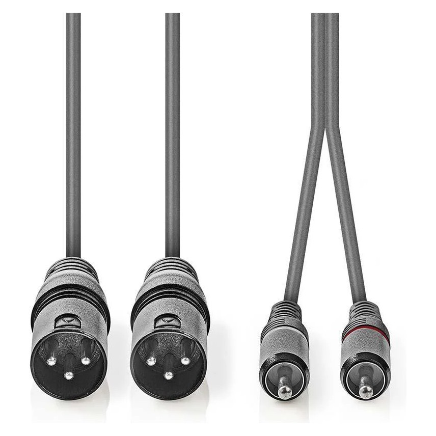 Nedis kabel XLR, XLR męski - RCA męski 3 m