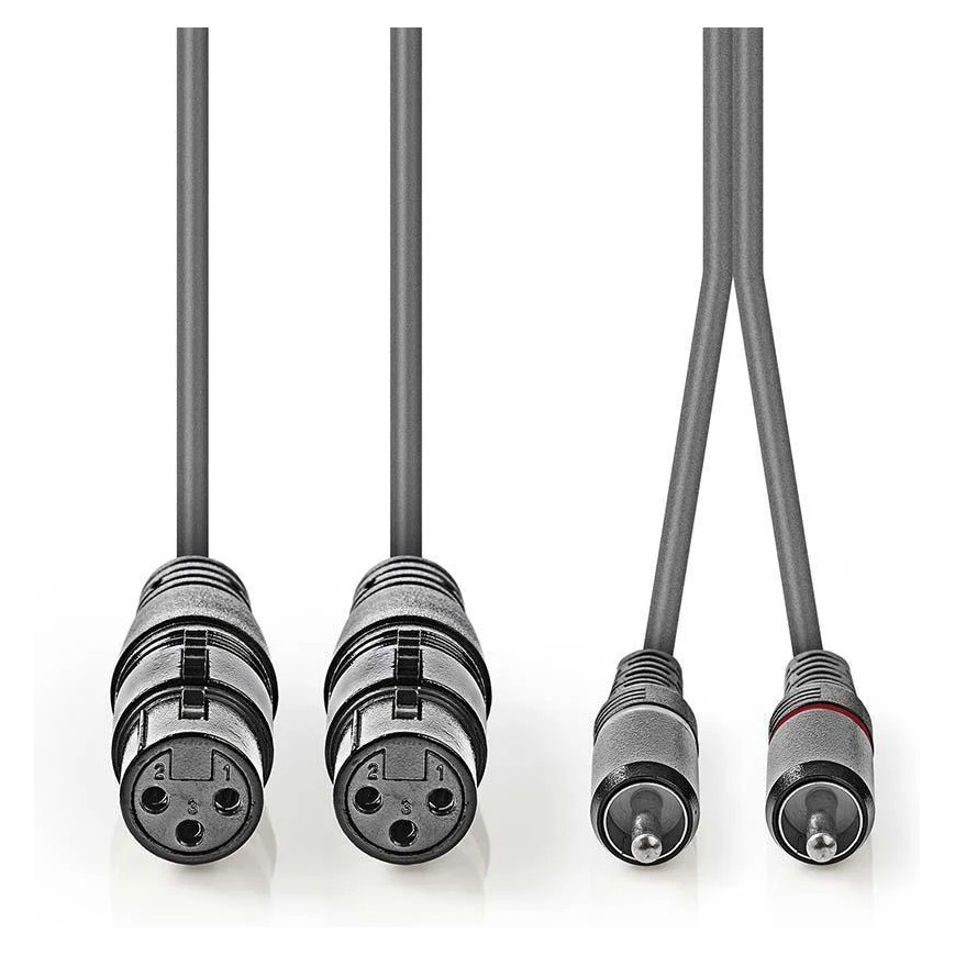 Nedis kabel XLR, XLR żeński - RCA męski 3 m