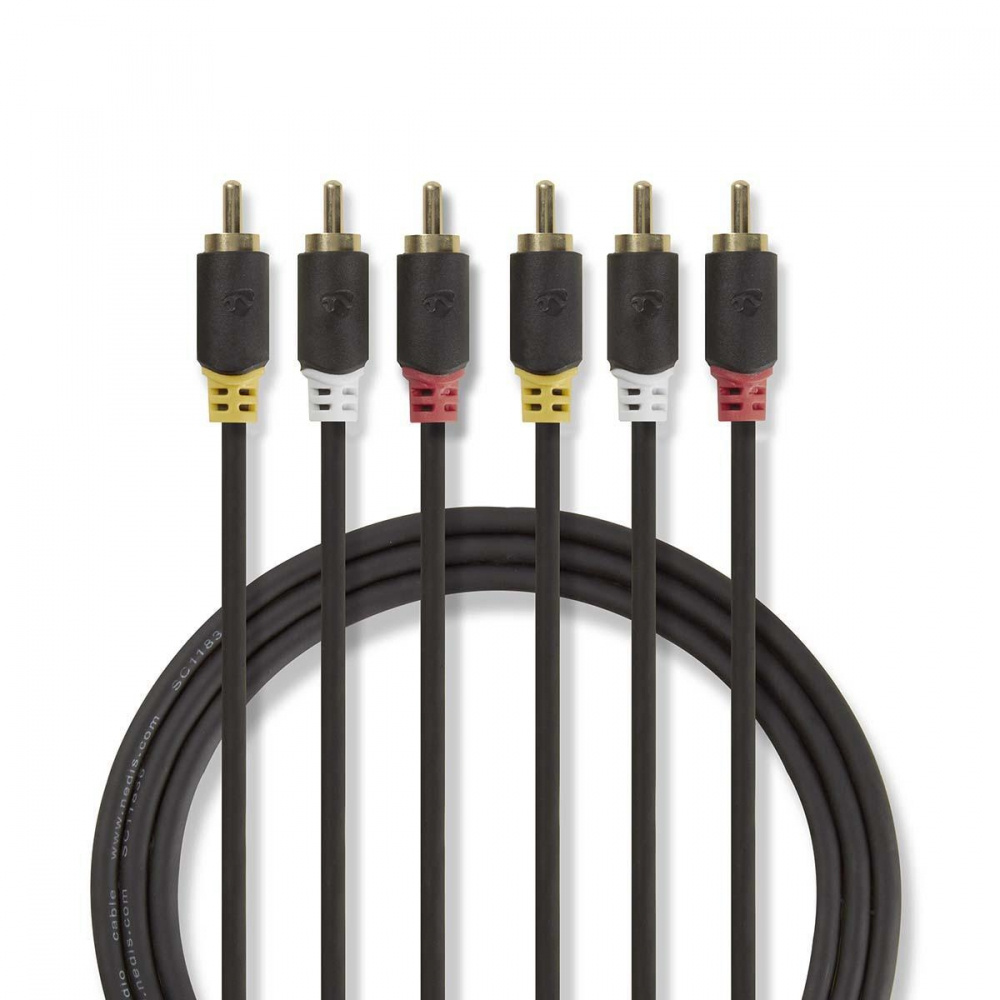 Nedis kabel wideo, 3x RCA wtyk do 3x RCA wtyk, 2 m
