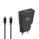 Ładowarka ścienna Nedis z kablem USB-C 20 W 1x USB-C 1x USB-A, czarna Ładowarka ścienna Nedis z kablem USB-C 20 W 1x USB-C 1x USB-A, czarna