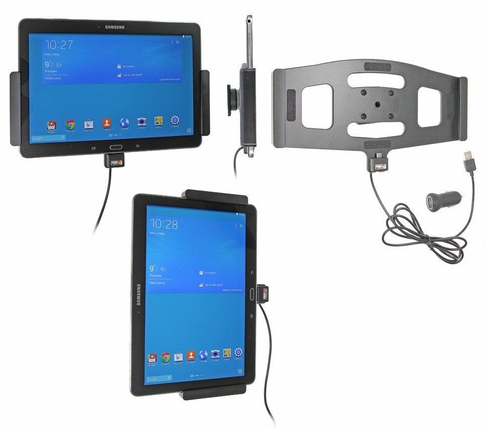 Brodit aktywny uchwyt z kablem USB i adapterem do gniazda zapalniczki, Samsung Galaxy Tab PRO 10.1 LTE SM-T525/SM-T520