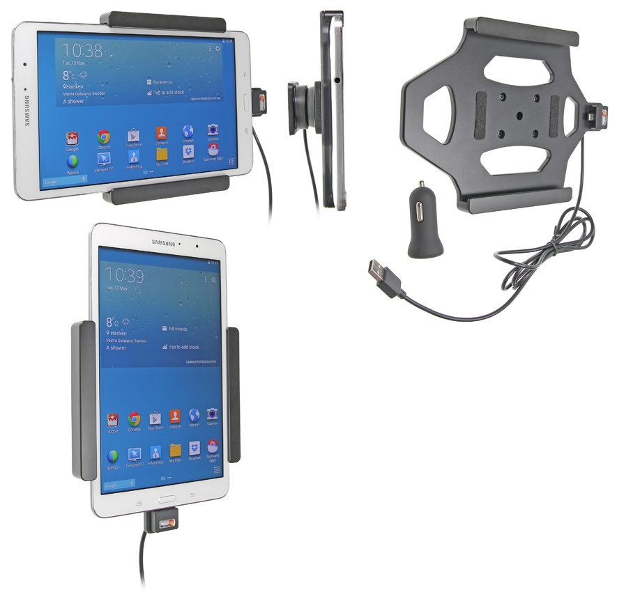 Brodit aktywny uchwyt z kablem USB i adapterem do gniazda zapalniczki, Samsung Galaxy Tab PRO 8.4 SM-T320/SM-T325