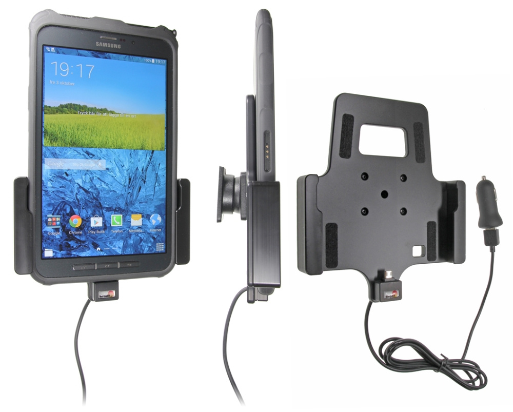 Brodit aktywny uchwyt z kablem USB i adapterem do gniazda zapalniczki, Samsung Galaxy Tab Active 8.0 SM-T365