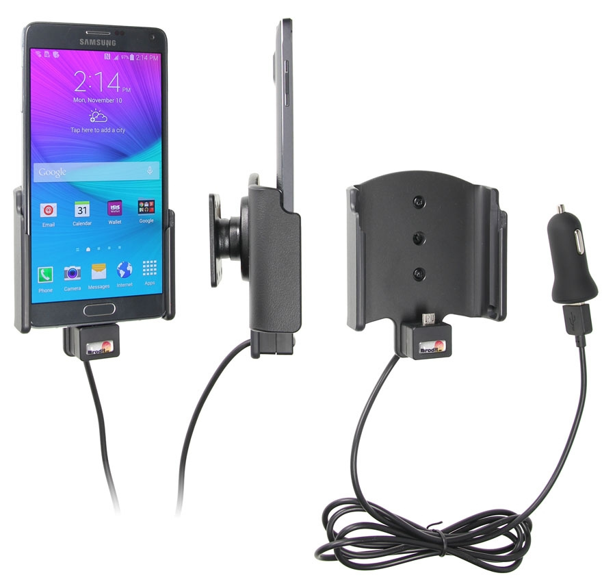 Brodit aktywny uchwyt z kablem USB i adapterem do gniazda zapalniczki, Samsung Galaxy Note 4