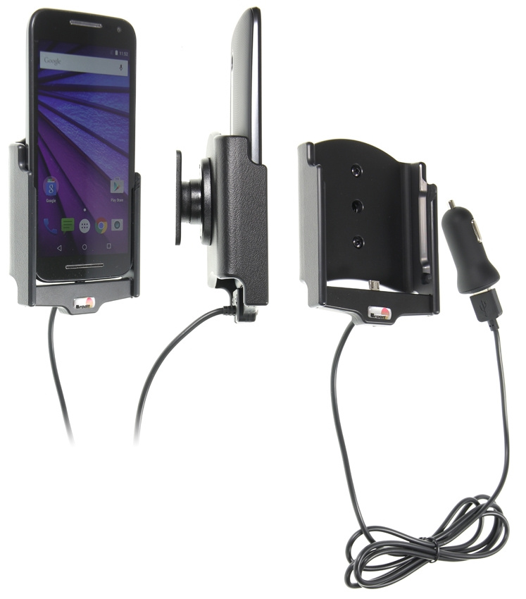 Brodit aktywny uchwyt z kablem USB i adapterem do gniazda zapalniczki, Motorola Moto G (3rd Gen)