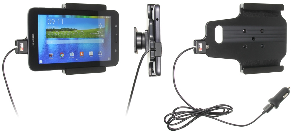 Brodit aktywny uchwyt z kablem USB i adapterem do gniazda zapalniczki, Samsung Galaxy Tab 3 Lite