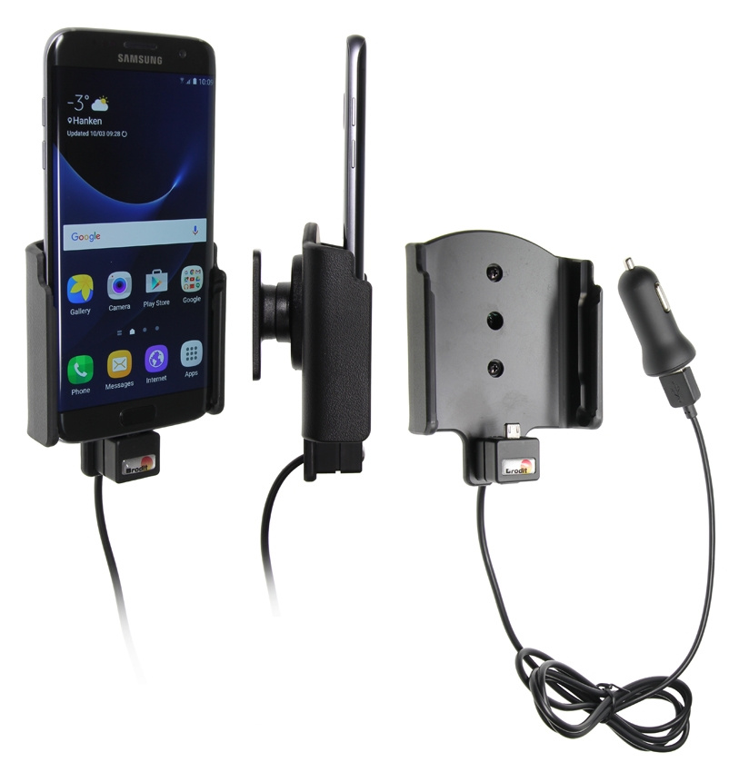 Brodit aktywny uchwyt z kablem USB i adapterem do gniazda zapalniczki, Samsung Galaxy S7 Edge