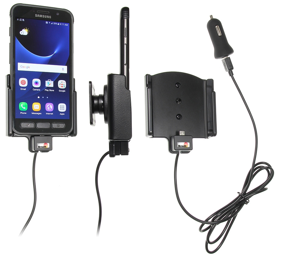 Aktywny uchwyt Brodit z kablem USB i adapterem do gniazda zapalniczki, Samsung Galaxy S7 Active
