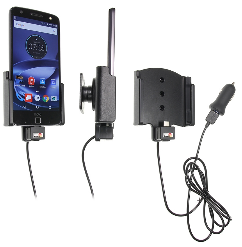 Aktywny uchwyt Brodit z kablem USB i adapterem do gniazda zapalniczki, Motorola Moto Z Force Droid