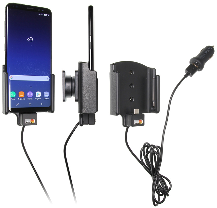 Aktywny uchwyt Brodit z kablem USB i adapterem do gniazda zapalniczki, Samsung Galaxy S8