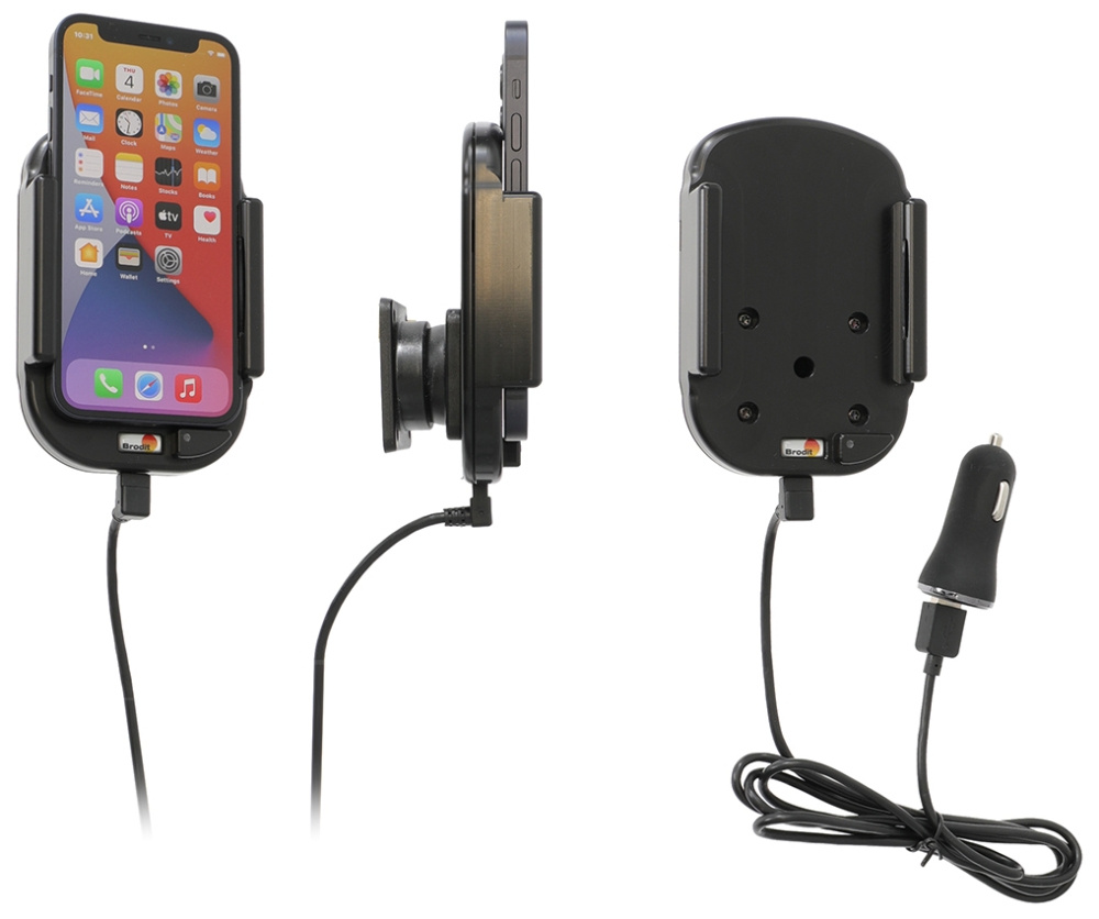 Qi bezprzewodowy aktywny uchwyt na telefon z ładowarką samochodową, Apple iPhone 12 Mini