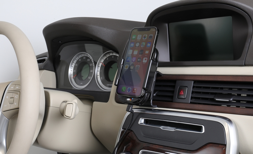 Qi bezprzewodowy aktywny uchwyt na telefon z ładowarką samochodową, Apple iPhone 12