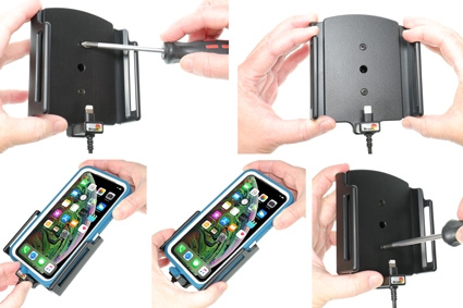 Aktywny uchwyt Brodit z kablem USB i adapterem do gniazda zapalniczki, Apple iPhone 11/11 Pro/11 Pro Max/Xs Max