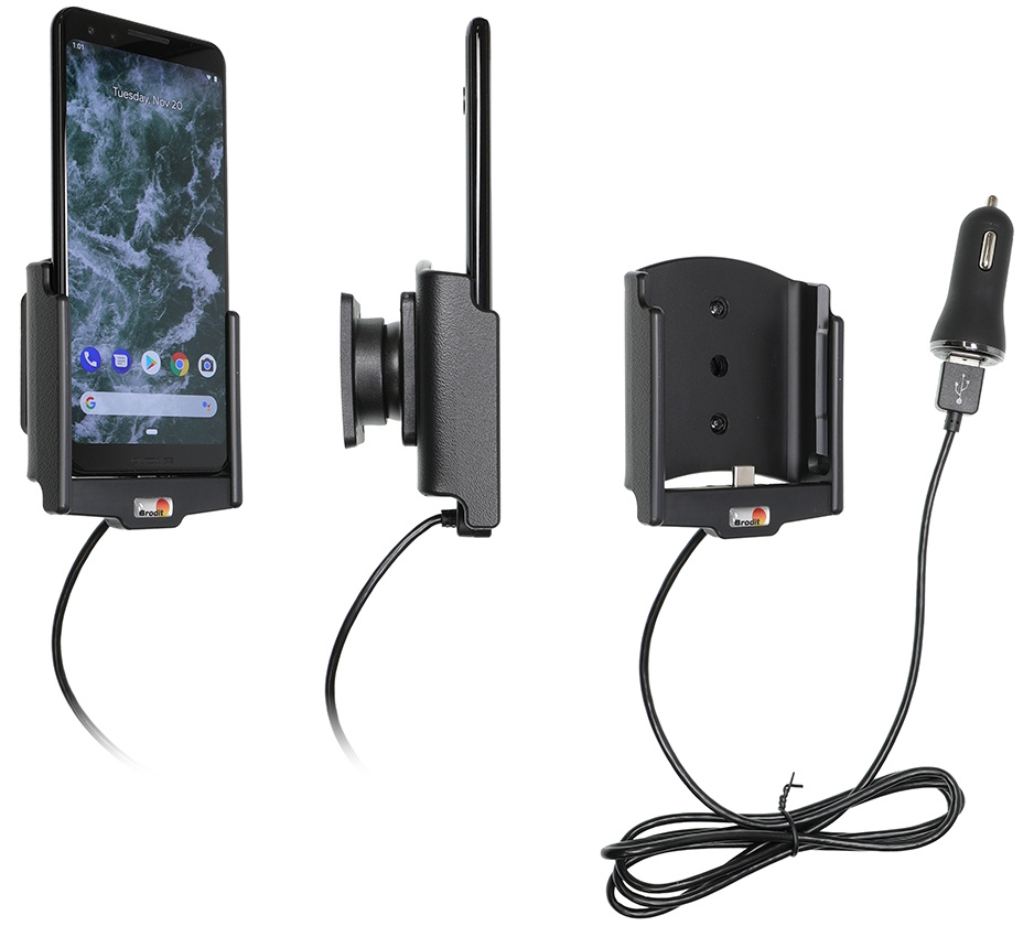 Aktywny uchwyt Brodit z kablem USB i adapterem do gniazda zapalniczki, Google Pixel 3