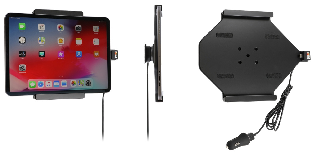 Aktywny uchwyt Brodit z kablem USB i adapterem do gniazda zapalniczki, Apple iPad Air 11 (A2902, A2903, A2904)/Air 11 2025 M3 (A3266, A3267, A2370)/Air 4th Gen (A2072, A2316, A2324, A2325)/Air 5th Gen (A2588, A2589, A2591)/Pro 11 2018 (A1980, A2013, A1934