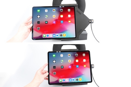 Aktywny uchwyt Brodit z kablem USB i adapterem do gniazda zapalniczki, Apple iPad Air 13 2024  (A2898, A2899, A2900)/Air 13 2025 M3 (A3268, A3268, A2371)/Pro 12,9 2018 (A1876, A1895, A1983, A2014)/Pro 12.9 2020 (A2069, A2232, A2229)/Pro 12.9 5th Gen 2021 