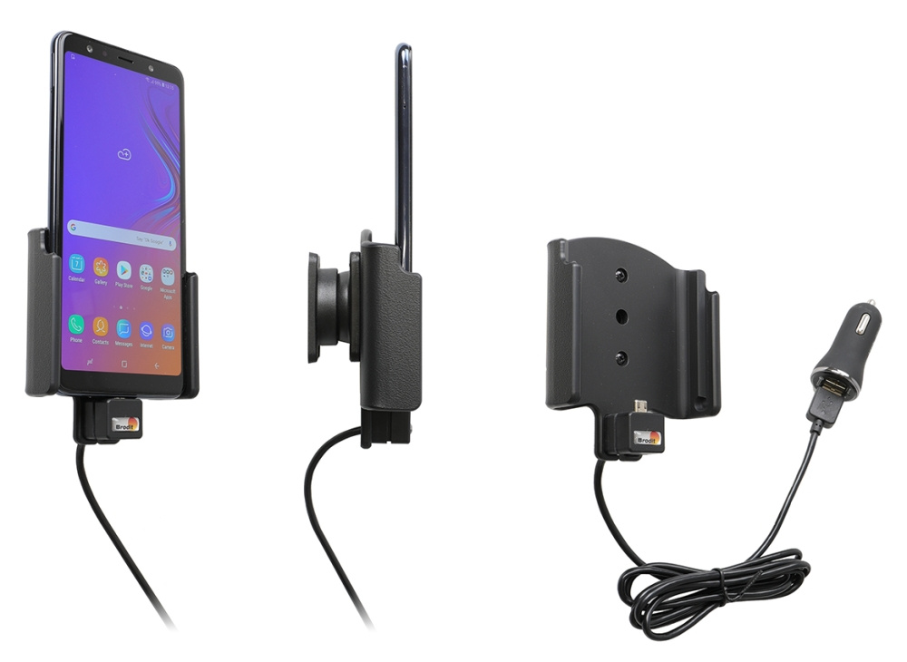 Aktywny uchwyt Brodit z kablem USB i adapterem do gniazda zapalniczki, Samsung Galaxy A7 2018 (SM-A750)