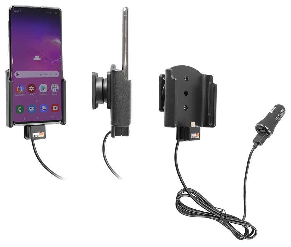 Aktywny uchwyt Brodit z kablem USB i adapterem do gniazda zapalniczki, Samsung Galaxy S10
