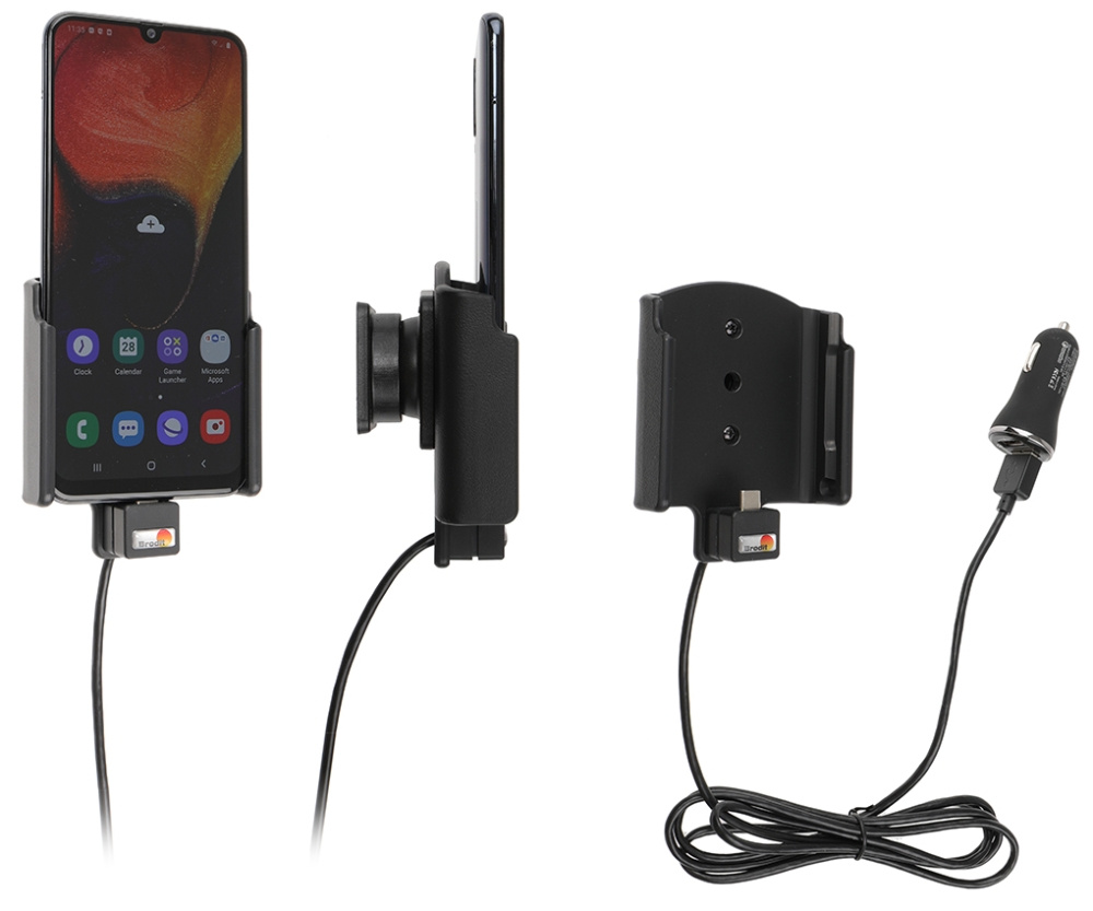 Aktywny uchwyt Brodit z kablem USB i adapterem do gniazda zapalniczki, Samsung Galaxy A50 (SM-A505)